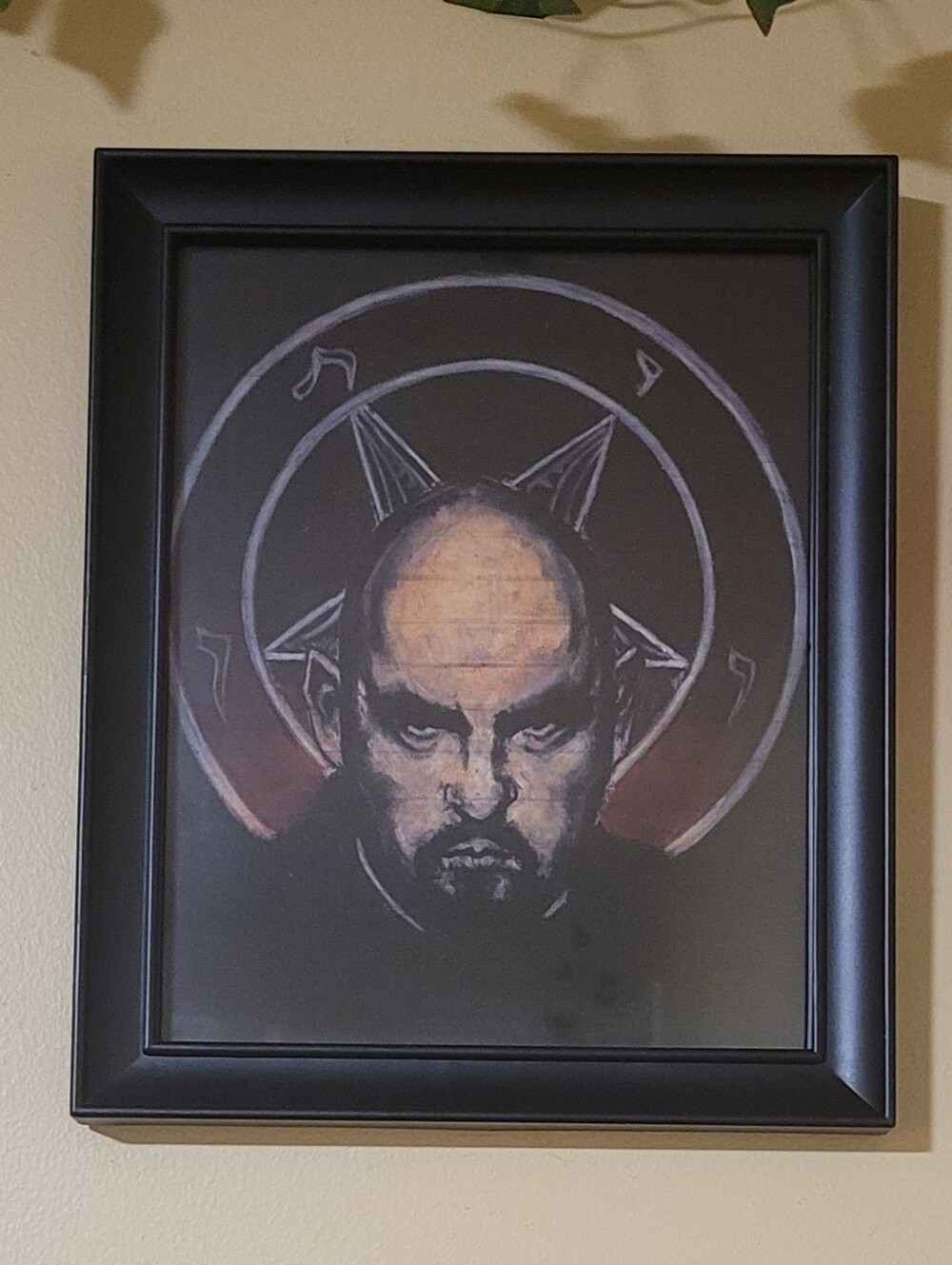 Anton Szandor LaVey 8x10 Framed Drawing By Artist Chuck Hodi -,Church Of Satan